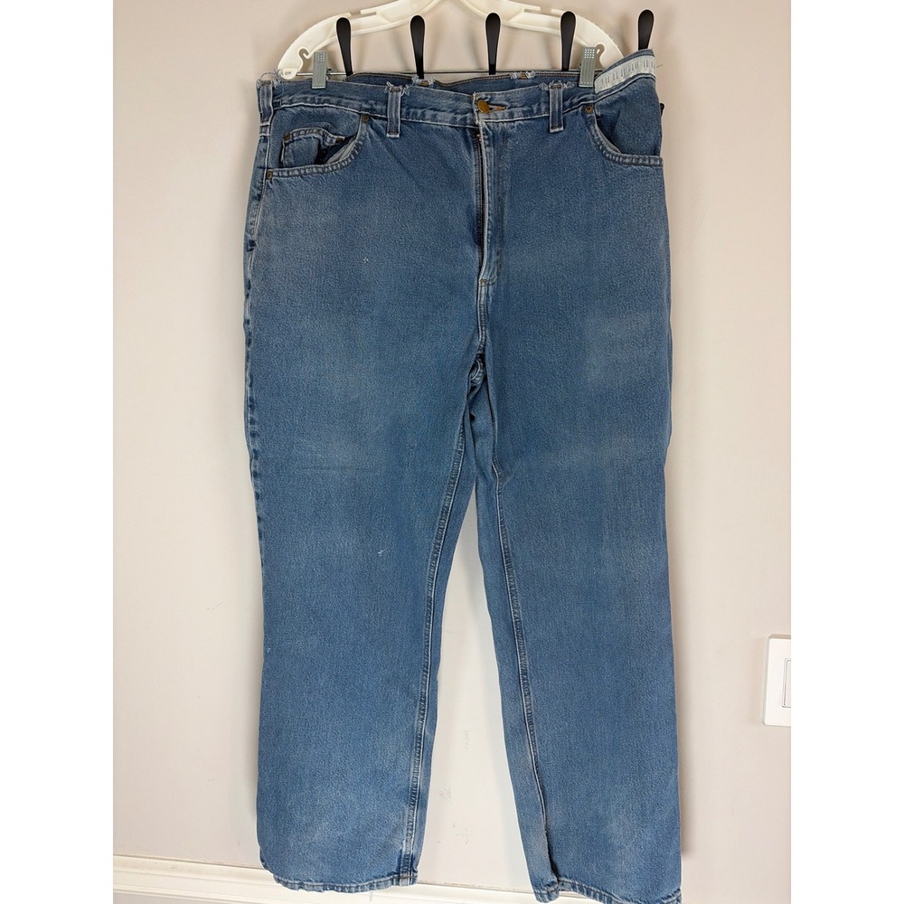 Carhartt Relaxed Fit Jeans Mens 40x30 Blue Denim Work Pants B19 Distressed